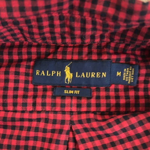Men’s Ralph Lauren Black and Red Checkered Dress Shirt - Picture 3 of 3